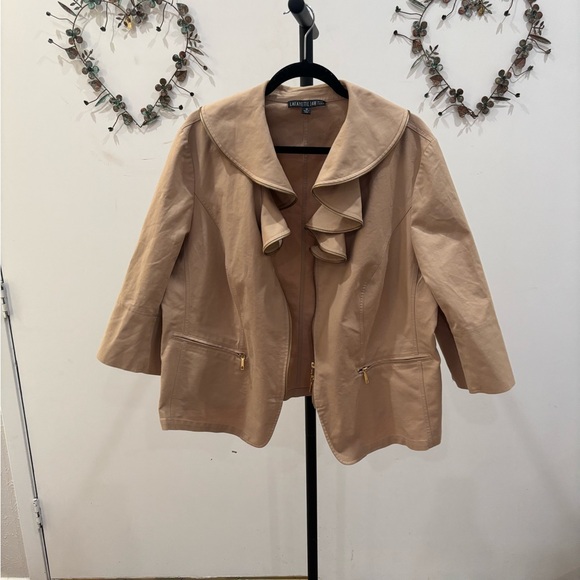 Lafayette 148 New York Ruffled Tan Blazer - Picture 2 of 6